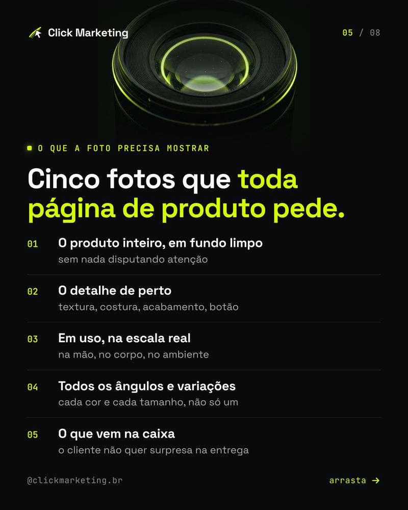 Cinco fotos que toda página de produto pede.