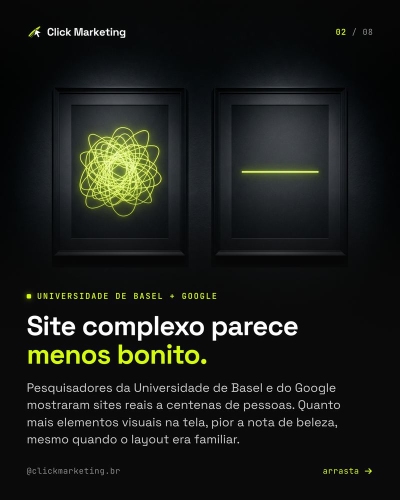 Site complexo parece menos bonito.