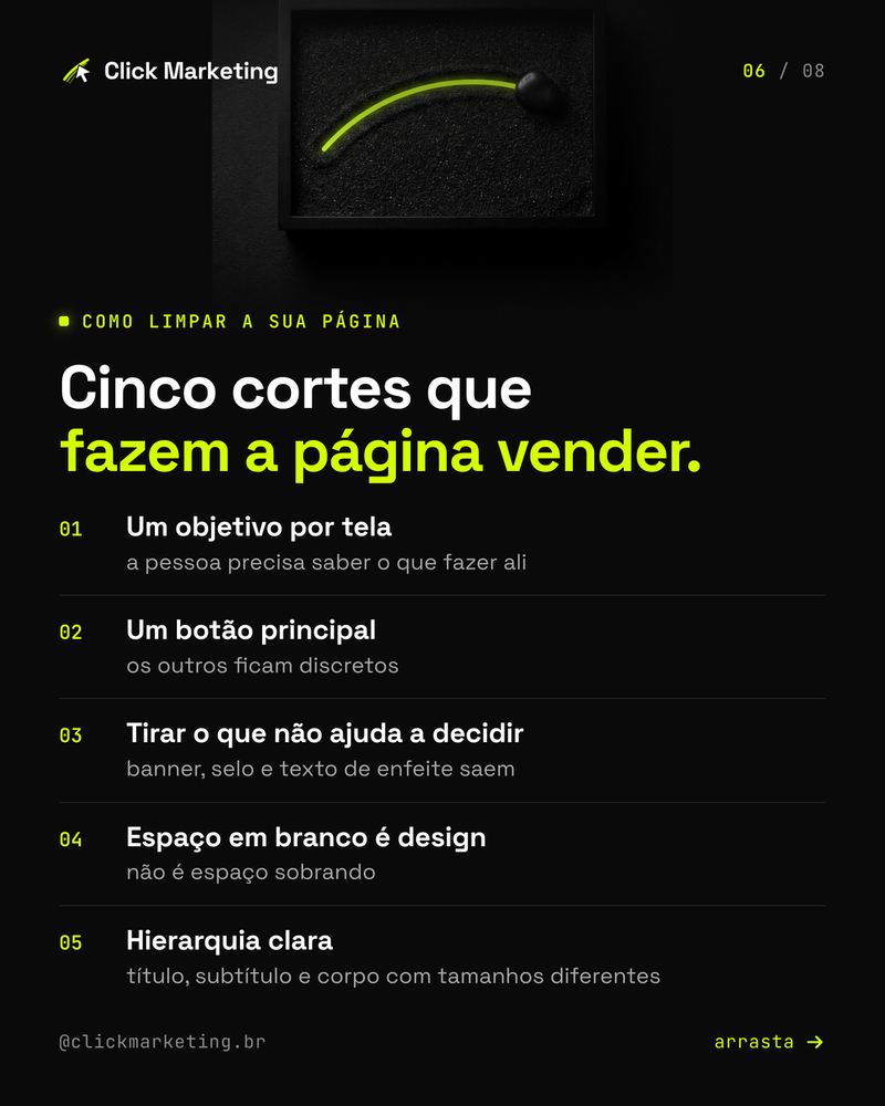 Cinco cortes que fazem a página vender.