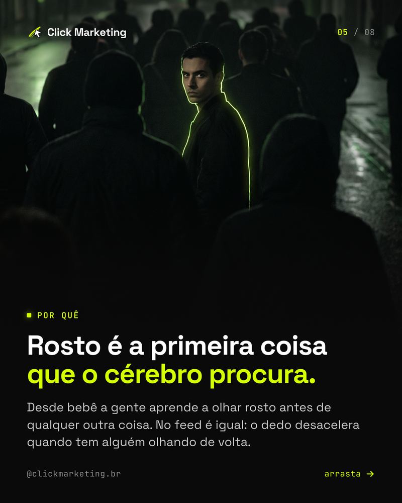 Rosto é a primeira coisa que o cérebro procura.