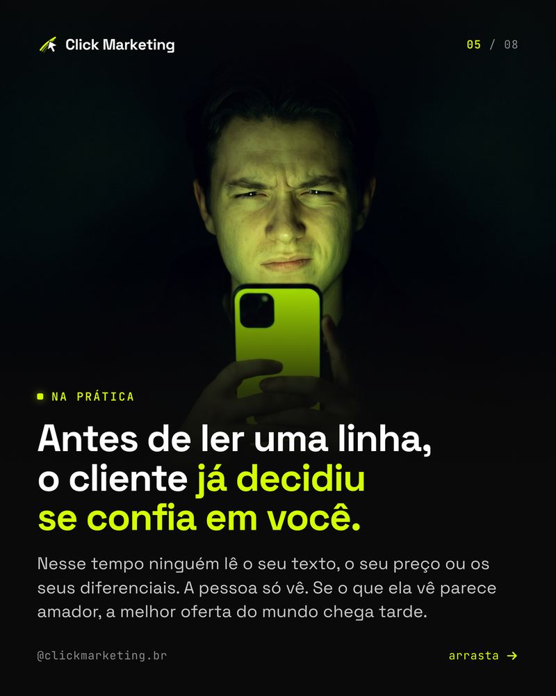 Antes de ler uma linha, o cliente já decidiu se confia em você.